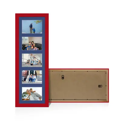 Red Colour Multi Aperture Photo Frame 6X4 (x5) Pictures – Collage Wall Frame for Family Photos – 26x8 Picture Frame Size