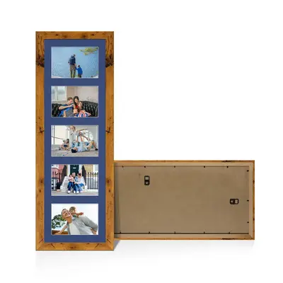 Rustic Oak Colour Multi Aperture Photo Frame 6X4 (x5) Pictures – Collage Wall Frame for Family Photos – 26x8 Picture Frame Size
