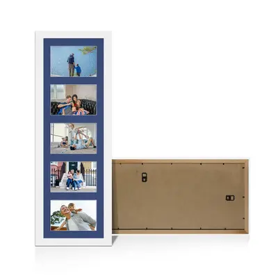 White Colour Multi Aperture Photo Frame 6X4 (x5) Pictures – Collage Wall Frame For Family Photos – 26x8 Picture Frame Size