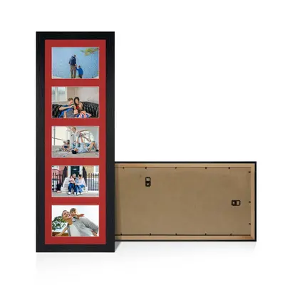 Black Colour Multi Aperture Photo Frame 6X4 (x5) Pictures – Collage Wall Frame for Family Photos – 26x8 Picture Frame Size
