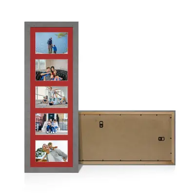 Grey Marble Colour Multi Aperture Photo Frame 6X4 (x5) Pictures – Collage Wall Frame For Family Photos – 26x8 Picture Frame Size