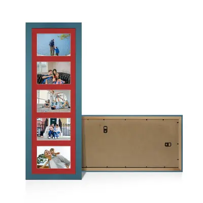 Navy Blue Colour Multi Aperture Photo Frame 6X4 (x5) Pictures – Collage Wall Frame For Loved Ones Photos – 26x8 Frame Size