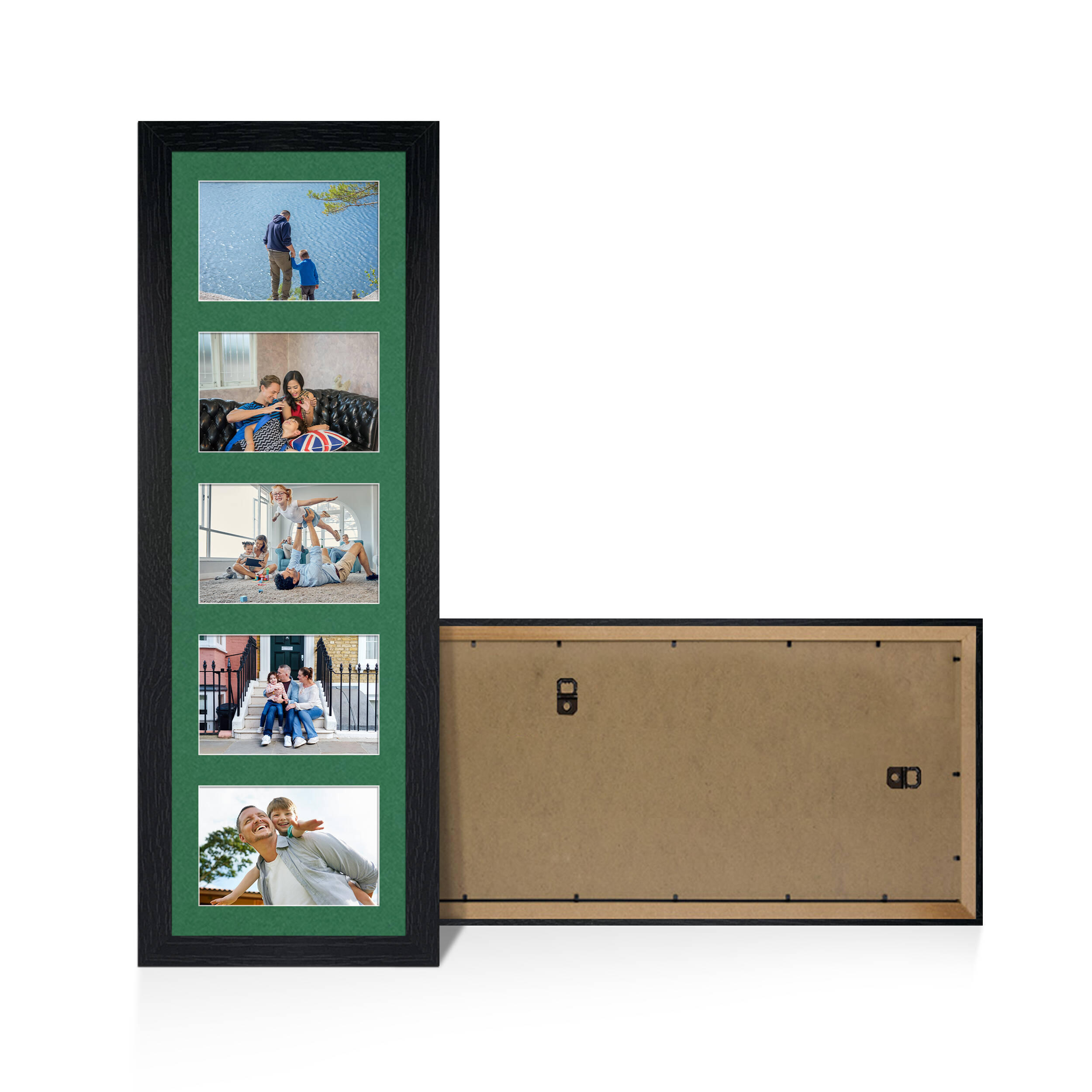 Black Colour Multi Aperture Photo Frame 6X4 (x5) Pictures – Collage Wall Frame for Family Photos – 26x8 Picture Frame Size
