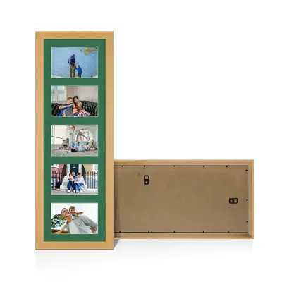 Country Pine Colour Multi Aperture Photo Frame 6X4 (x5) Pictures – Collage Wall Frame for Family Photos – 26x8 Picture Frame Size