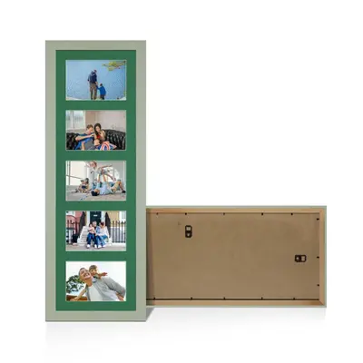 Green Colour Multi Aperture Photo Frame 6X4 (x5) Pictures – Collage Wall Frame for Family Photos – 26x8 Picture Frame Size