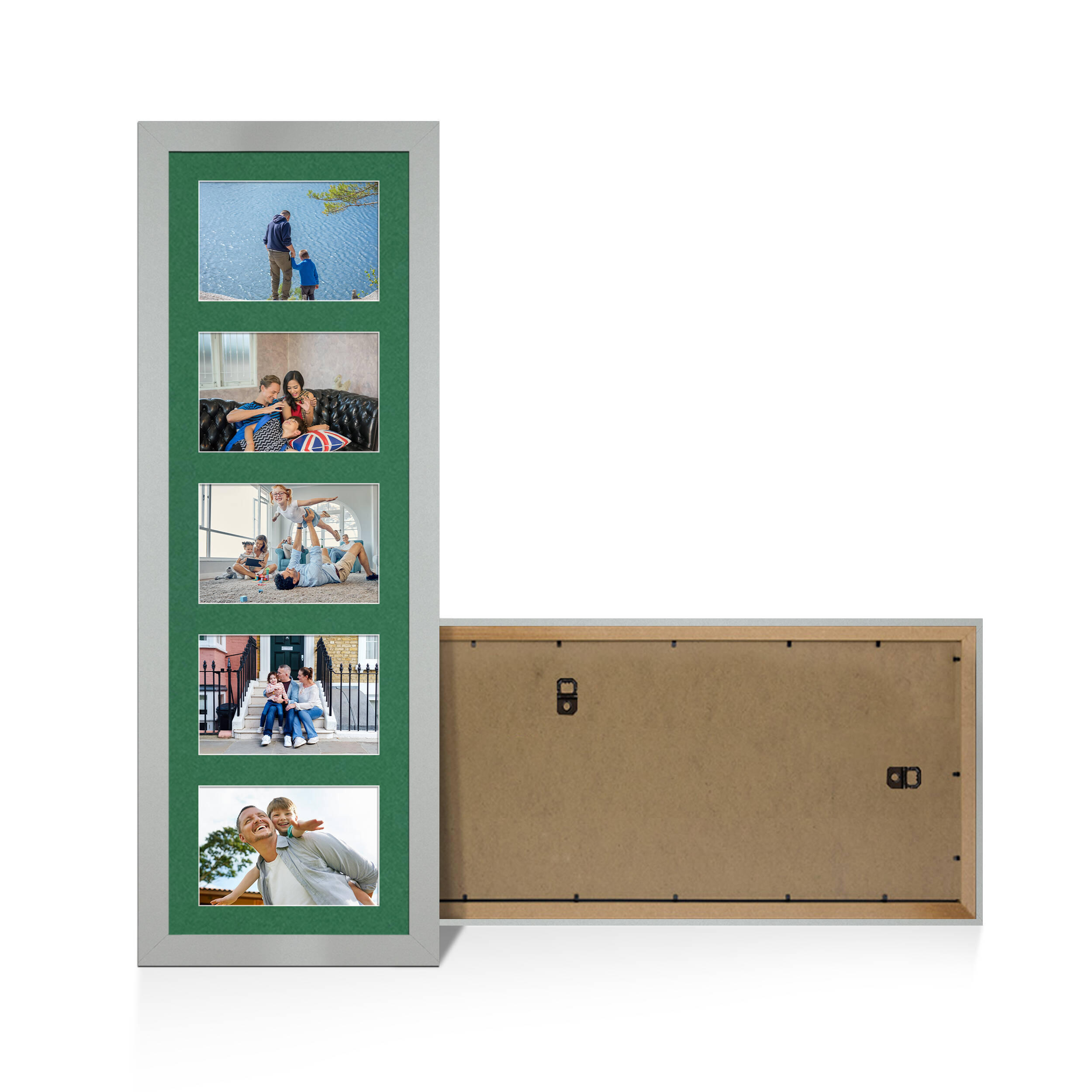 Light Grey Colour Multi Aperture Photo Frame 6X4 (x5) Pictures – Collage Wall Frame for Family Photos – 26x8 Picture Frame Size
