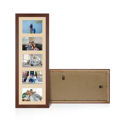 Rose Wood Colour Multi Aperture Photo Frame 6X4 (x5) Pictures – Collage Wall Frame for Family Photos – 26x8 Picture Frame Size