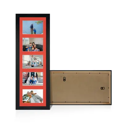 Black Colour Multi Aperture Photo Frame 6X4 (x5) Pictures – Collage Wall Frame For Family Photos – 26x8 Picture Frame Size