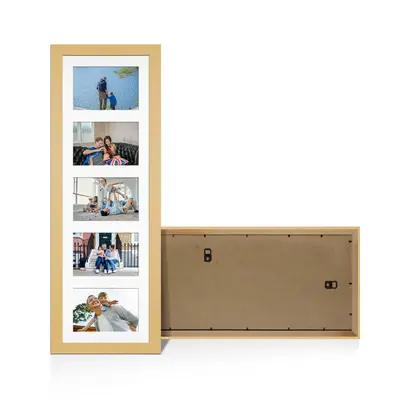 Mustard Yellow Colour Multi Aperture Photo Frame 6X4 (x5) Pictures – Collage Wall Frame For Family Photos – 26x8 Picture Frame Size