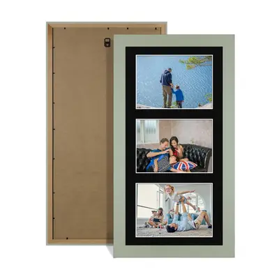 Green Colour Multi Aperture Photo Frame 6X4 (x3) Pictures – Collage Wall Frame For Loved Ones Photos – 40x20cm Frame Size