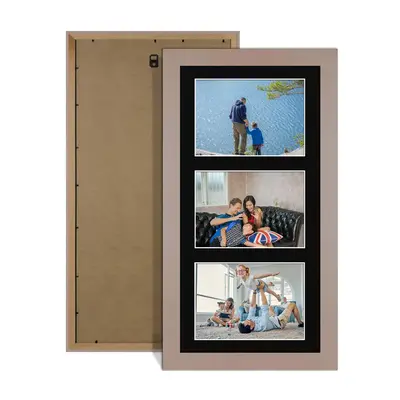 Rose Gold Colour Multi Aperture Photo Frame 6X4 (x3) Pictures – Collage Wall Frame For Loved Ones Photos – 40x20cm Frame Size