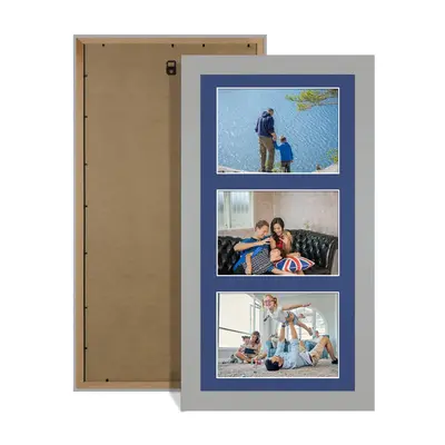 Light Grey Colour Multi Aperture Photo Frame 6X4 (x3) Pictures – Collage Wall Frame for Family Photos – 40x20cm Picture Frame Size