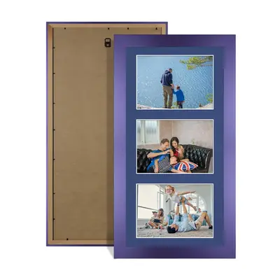 Purple Colour Multi Aperture Photo Frame 6X4 (x3) Pictures – Collage Wall Frame for Family Photos – 40x20cm Picture Frame Size