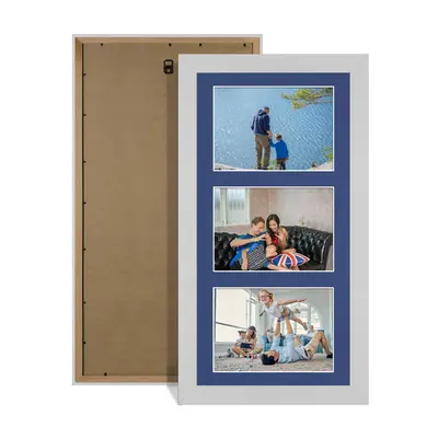 Silver Colour Multi Aperture Photo Frame 6X4 (x3) Pictures – Collage Wall Frame For Family Photos – 40x20cm Picture Frame Size