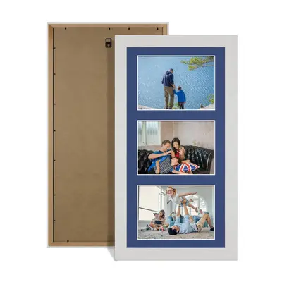 White Ash Colour Multi Aperture Photo Frame 6X4 (x3) Pictures – Collage Wall Frame For Loved Ones Photos – 40x20cm Frame Size