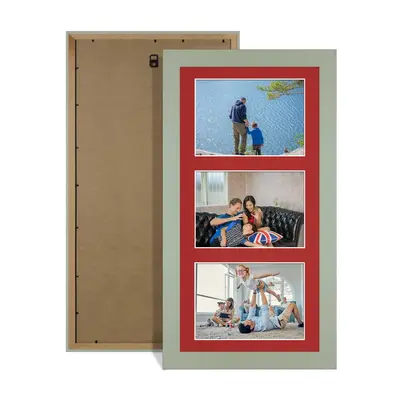 Green Colour Multi Aperture Photo Frame 6X4 (x3) Pictures – Collage Wall Frame For Loved Ones Photos – 40x20cm Frame Size