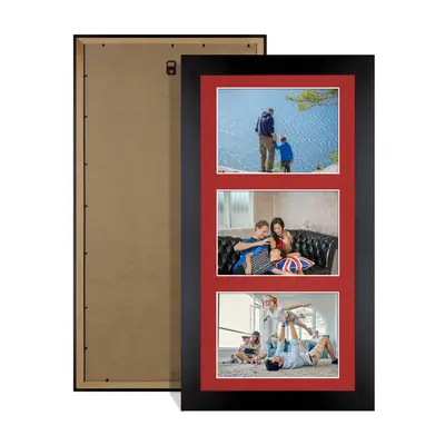 Mat Black Colour Multi Aperture Photo Frame 6X4 (x3) Pictures – Collage Wall Frame For Loved Ones Photos – 40x20cm Frame Size