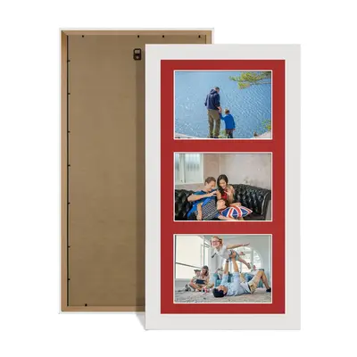 White Colour Multi Aperture Photo Frame 6X4 (x3) Pictures – Collage Wall Frame For Family Photos – 40x20cm Picture Frame Size