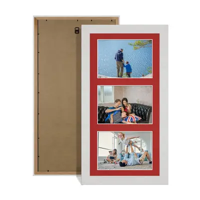 White Ash Colour Multi Aperture Photo Frame 6X4 (x3) Pictures – Collage Wall Frame For Family Photos – 40x20cm Picture Frame Size
