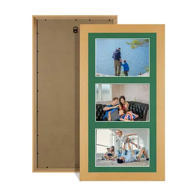 Country Pine Colour Multi Aperture Photo Frame 6X4 (x3) Pictures – Collage Wall Frame For Family Photos – 40x20cm Picture Frame Size