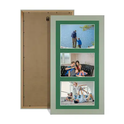 Green Colour Multi Aperture Photo Frame 6X4 (x3) Pictures – Collage Wall Frame For Loved Ones Photos – 40x20cm Frame Size