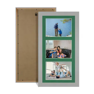 Light Grey Colour Multi Aperture Photo Frame 6X4 (x3) Pictures – Collage Wall Frame For Loved Ones Photos – 40x20cm Frame Size