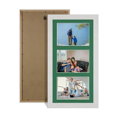 White Ash Colour Multi Aperture Photo Frame 6X4 (x3) Pictures – Collage Wall Frame For Loved Ones Photos – 40x20cm Frame Size