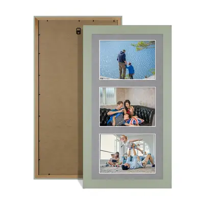 Green Colour Multi Aperture Photo Frame 6X4 (x3) Pictures – Collage Wall Frame for Family Photos – 40x20cm Picture Frame Size