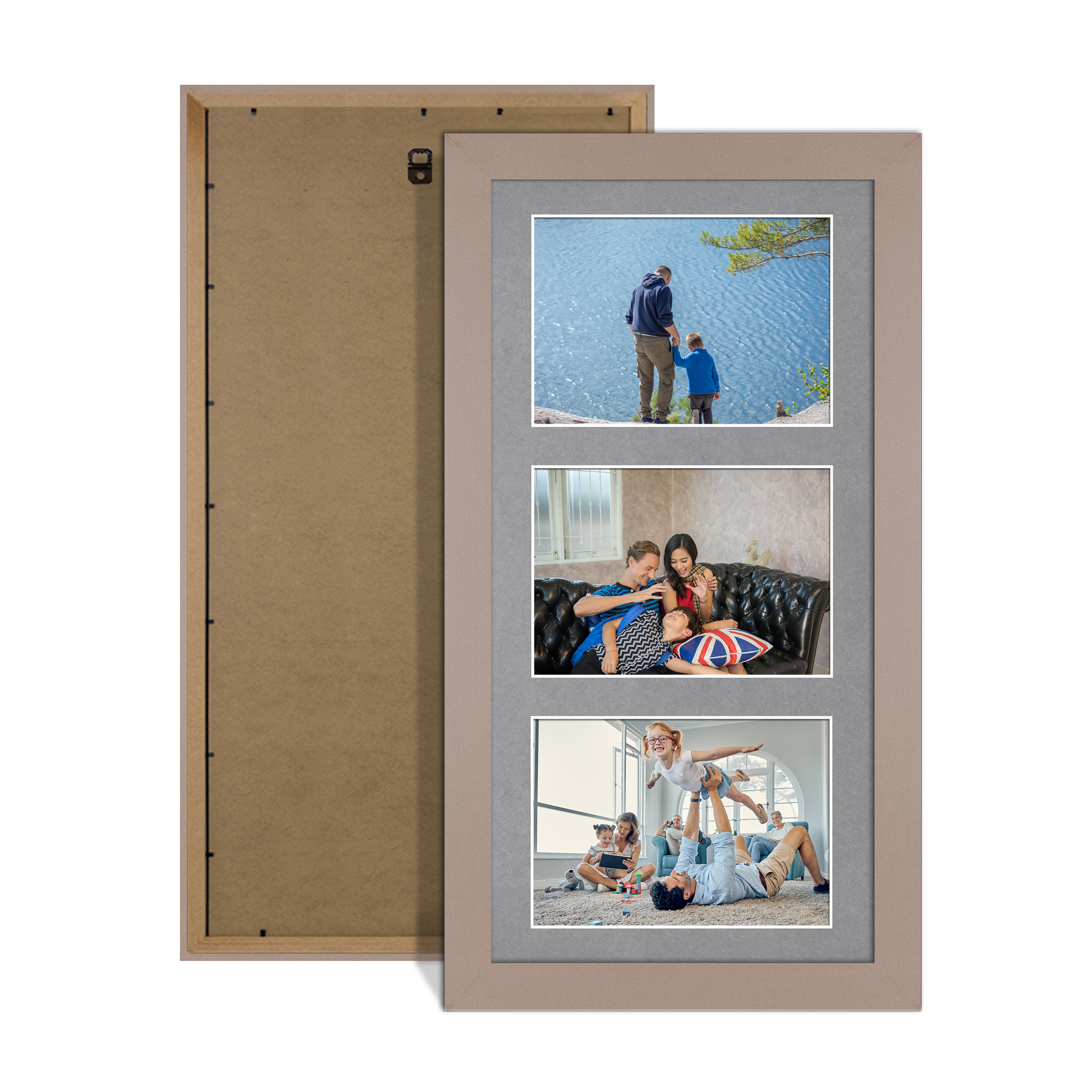 Rose Gold Colour Multi Aperture Photo Frame 6X4 (x3) Pictures – Collage Wall Frame For Family Photos – 40x20cm Picture Frame Size