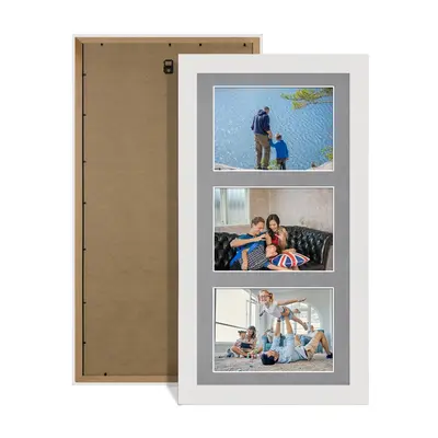 White Colour Multi Aperture Photo Frame 6X4 (x3) Pictures – Collage Wall Frame For Family Photos – 40x20cm Picture Frame Size