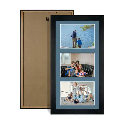 Black Colour Multi Aperture Photo Frame 6X4 (x3) Pictures – Collage Wall Frame For Loved Ones Photos – 40x20cm Frame Size