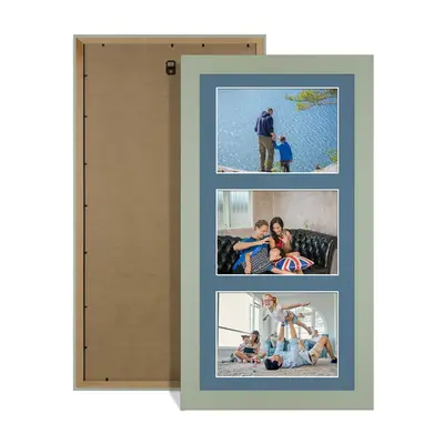 Green Colour Multi Aperture Photo Frame 6X4 (x3) Pictures – Collage Wall Frame For Family Photos – 40x20cm Picture Frame Size