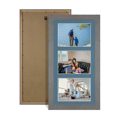 Grey Marble Colour Multi Aperture Photo Frame 6X4 (x3) Pictures – Collage Wall Frame For Family Photos – 40x20cm Picture Frame Size