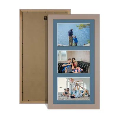 Rose Gold Colour Multi Aperture Photo Frame 6X4 (x3) Pictures – Collage Wall Frame For Loved Ones Photos – 40x20cm Frame Size