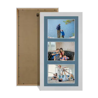 Silver Colour Multi Aperture Photo Frame 6X4 (x3) Pictures – Collage Wall Frame For Family Photos – 40x20cm Picture Frame Size