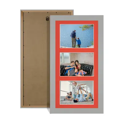 Light Grey Colour Multi Aperture Photo Frame 6X4 (x3) Pictures – Collage Wall Frame for Family Photos – 40x20cm Picture Frame Size