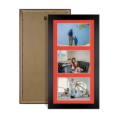 Mat Black Colour Multi Aperture Photo Frame 6X4 (x3) Pictures – Collage Wall Frame for Family Photos – 40x20cm Picture Frame Size