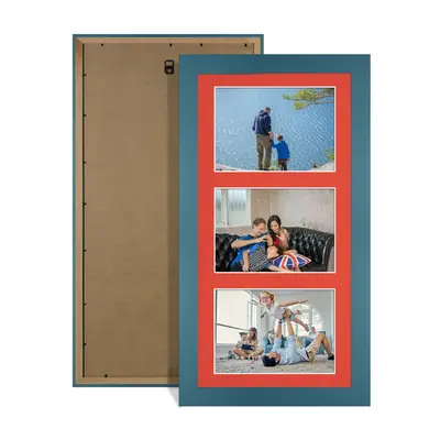 Navy Blue Colour Multi Aperture Photo Frame 6X4 (x3) Pictures – Collage Wall Frame For Loved Ones Photos – 40x20cm Frame Size