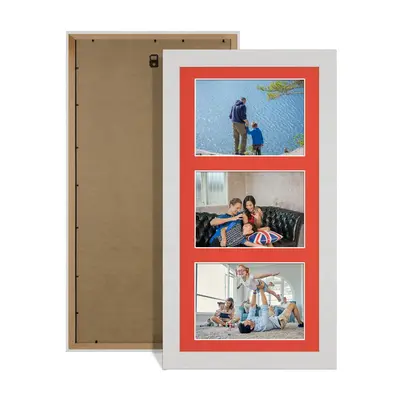 White Ash Colour Multi Aperture Photo Frame 6X4 (x3) Pictures – Collage Wall Frame For Loved Ones Photos – 40x20cm Frame Size