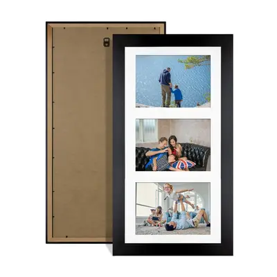 Mat Black Colour Multi Aperture Photo Frame 6X4 (x3) Pictures – Collage Wall Frame For Loved Ones Photos – 40x20cm Frame Size