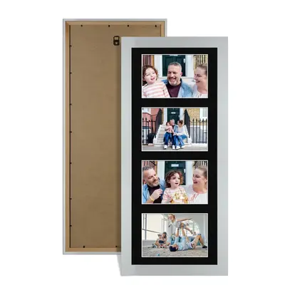 Silver Colour Multi Aperture Photo Frame 6X4 (x4) Pictures – Collage Wall Frame for Family Photos – 50x20cm Picture Frame Size