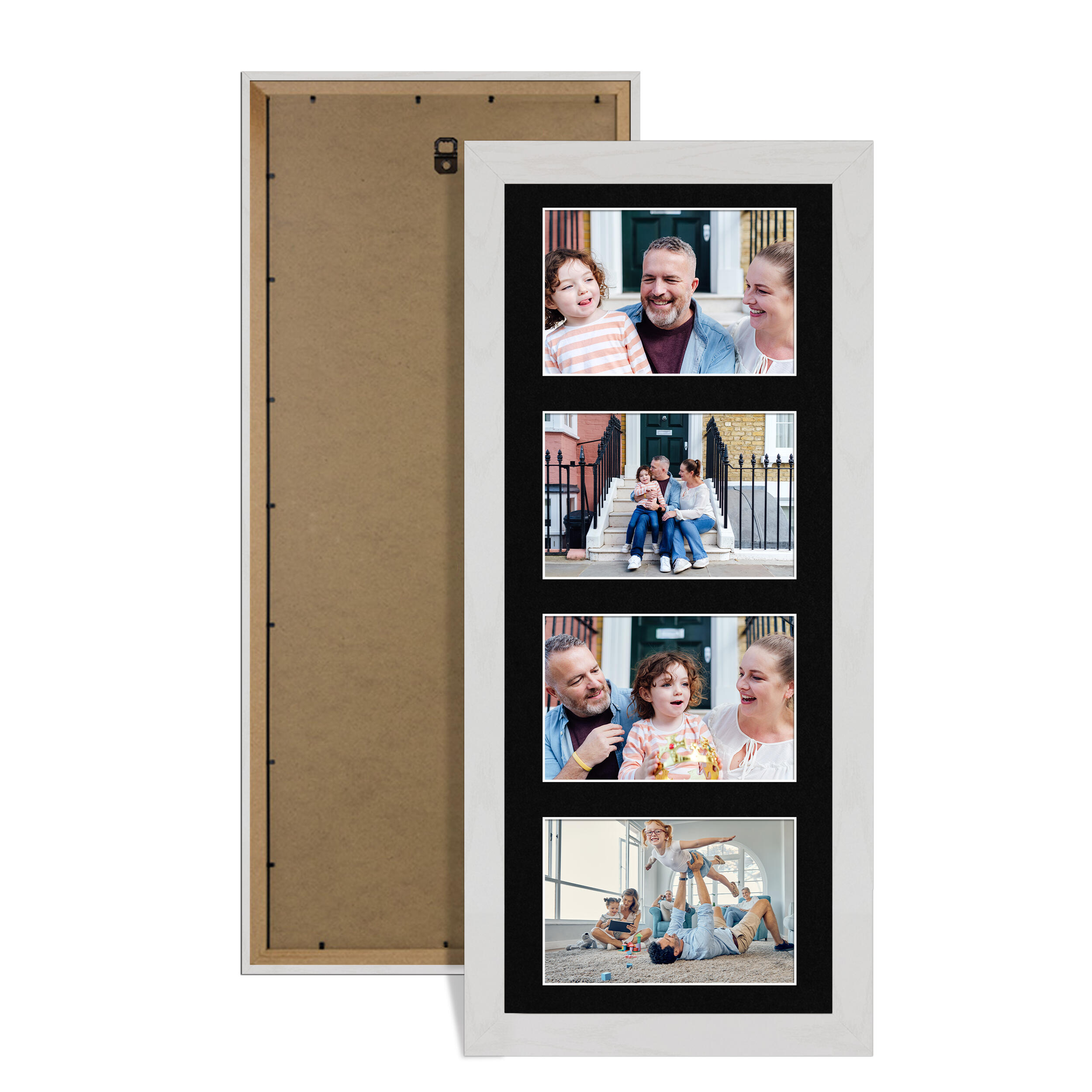 White Ash Colour Multi Aperture Photo Frame 6X4 (x4) Pictures – Collage Wall Frame For Family Photos – 50x20cm Picture Frame Size