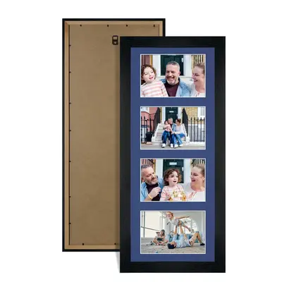 Black Colour Multi Aperture Photo Frame 6X4 (x4) Pictures – Collage Wall Frame for Family Photos – 50x20cm Picture Frame Size