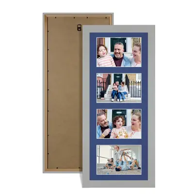 Light Grey Colour Multi Aperture Photo Frame 6X4 (x4) Pictures – Collage Wall Frame For Loved Ones Photos – 50x20cm Frame Size