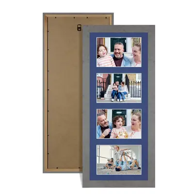 Grey Marble Colour Multi Aperture Photo Frame 6X4 (x4) Pictures – Collage Wall Frame For Loved Ones Photos – 50x20cm Frame Size