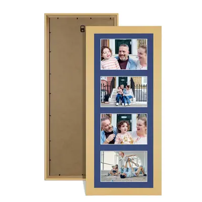 Mustard Yellow Colour Multi Aperture Photo Frame 6X4 (x4) Pictures – Collage Wall Frame for Family Photos – 50x20cm Picture Frame Size