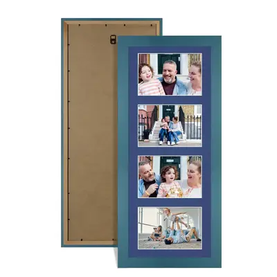Navy Blue Colour Multi Aperture Photo Frame 6X4 (x4) Pictures – Collage Wall Frame For Loved Ones Photos – 50x20cm Frame Size