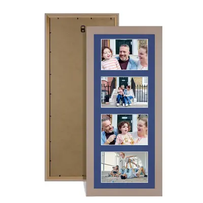 Rose Gold Colour Multi Aperture Photo Frame 6X4 (x4) Pictures – Collage Wall Frame For Loved Ones Photos – 50x20cm Frame Size