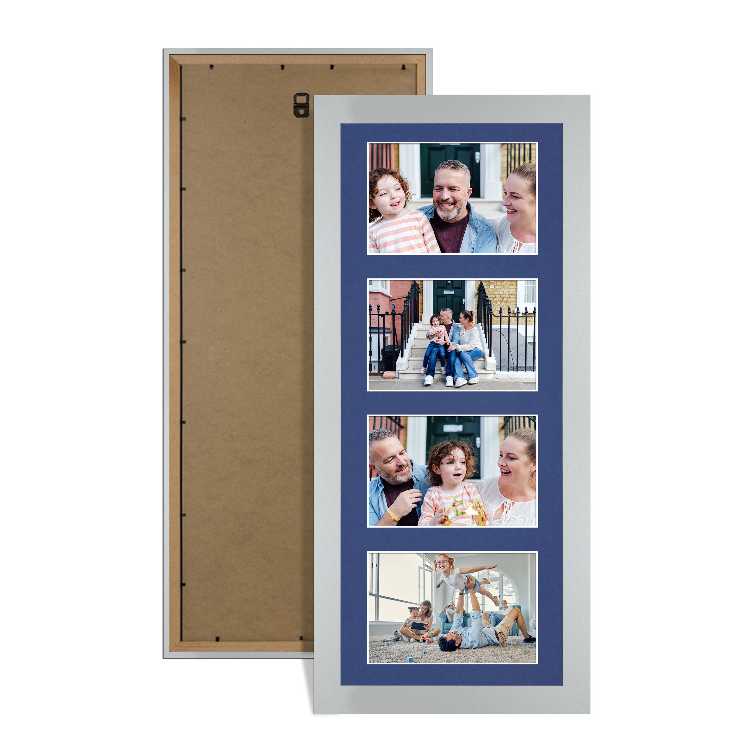 Silver Colour Multi Aperture Photo Frame 6X4 (x4) Pictures – Collage Wall Frame For Loved Ones Photos – 50x20cm Frame Size
