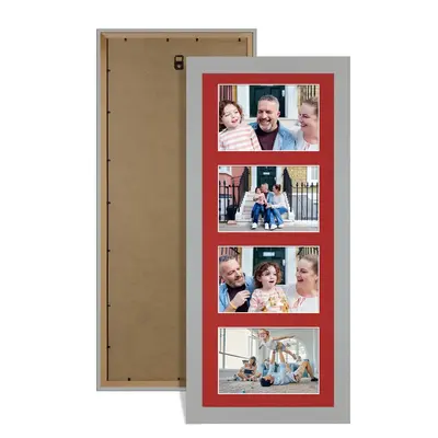 Light Grey Colour Multi Aperture Photo Frame 6X4 (x4) Pictures – Collage Wall Frame For Loved Ones Photos – 50x20cm Frame Size